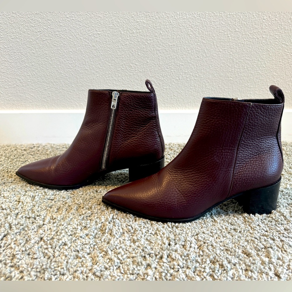 Everlane Leather Ankle Boots - Burgundy